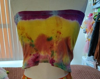 Upcycled cotton/ Tie dyed tube top