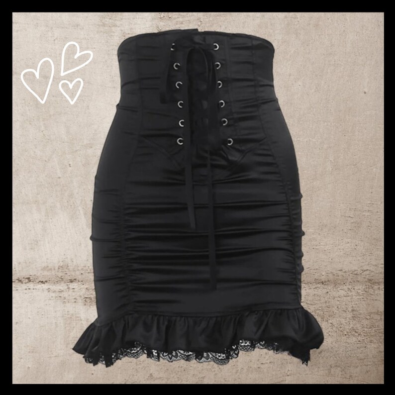 Goth Black Bodycon Pencil Skirts Gothic Punk High Waist Bandage Skirts Ruffles Hip Skirt Short Elegant Skirt Cosplay zdjęcie 4