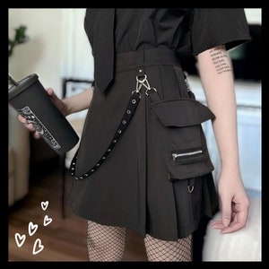 Punk Gothic Black High Waist Black Skirts Harajuku Skirt For Women Bandage Mini Female Streetwear Black Skirt Emo Egirl