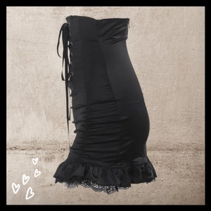 Goth Black Bodycon Pencil Skirts Gothic Punk High Waist Bandage Skirts Ruffles Hip Skirt Short Elegant Skirt Cosplay zdjęcie 5