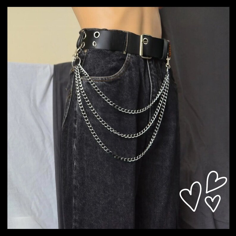 Goth Pants Chain Silver Layered Wallet Chain Punk Rivet Jeans Jewelry For Women 6827771e32518738ed303192