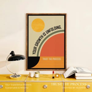 Decorazione moderna di metà secolo - Poster sulla salute mentale "Fidati del tuo processo" / Arte ispirata al Bauhaus per sale di terapia, decorazioni per la casa, regalo per la cura di sé