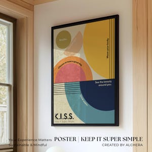 Decorazione moderna di metà secolo - Poster sulla salute mentale "Keep It Super Simple" / Stampa artistica ispirata al Bauhaus per l'arredamento di sale di terapia, regalo pieno di sentimento