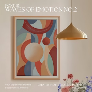 Stampa artistica ispirata al Bauhaus sulla guarigione della salute mentale - Poster "Onde di emozioni", decorazione murale che aumenta le vibrazioni per stanze di terapia, regalo pieno di sentimento