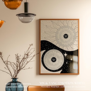 Poster con la ruota delle emozioni Yin e Yang / Tabella degli stati d'animo confortevoli e scomodi per l'arredamento dell'ufficio di terapia, strumento di consulenza, regalo per la cura di sé