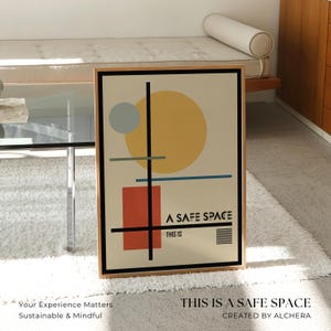 Decorazione moderna di metà secolo - Questo è un poster sulla salute mentale in uno spazio sicuro / Arte ispirata al Bauhaus per l'arredamento di stanze di terapia, regalo di autoguarigione