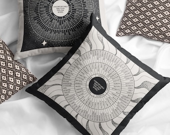 Comfortable & Uncomfortable Emotions Feelings Wheels Decorative Pillow | Yin and Yang Therapy Chart, Self-care Gift for Therapy Office Decor
