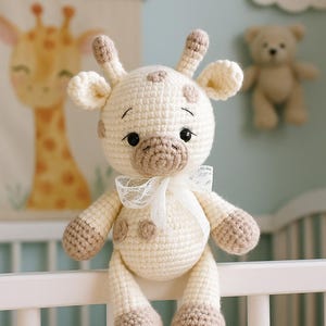 Patrón PDF de amigurumi de jirafa bebé: peluche de crochet, regalo fácil para principiantes.