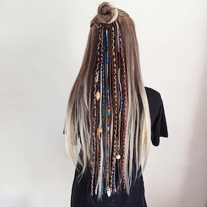 Dreads on hairband, Hair wrap, Elastic hair ties, Ponytail braids, Viking dread lock, Rave Hair extensions, Wool  dreadlock 67 cm / 27 inch