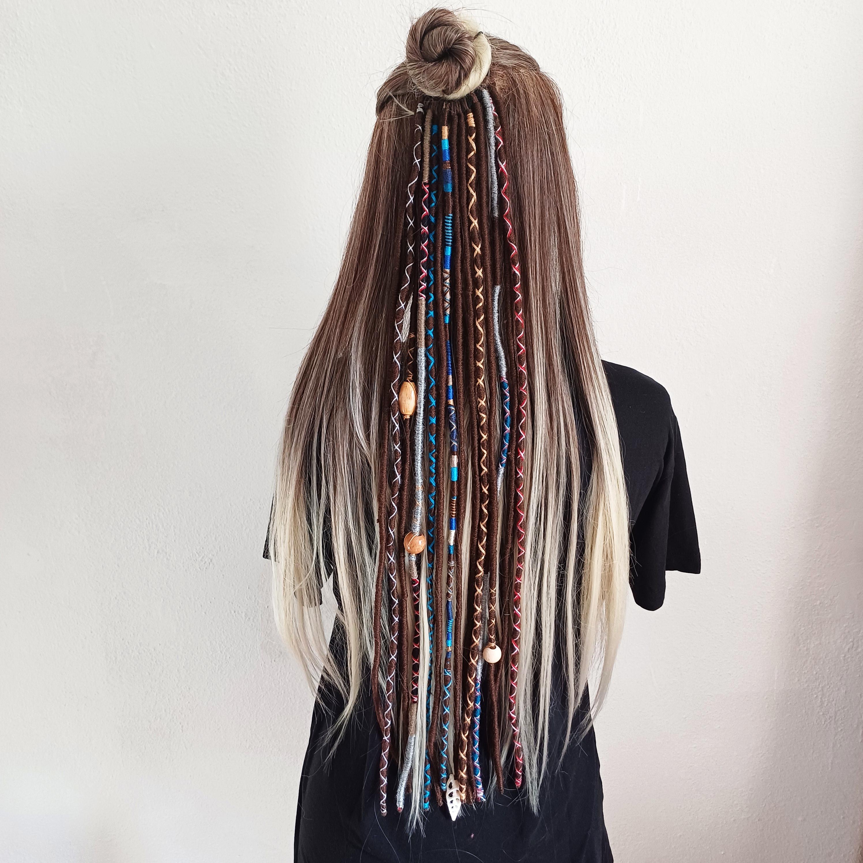 Dreadlocs Tie in hairpiece extensions 0.4cm Human Hair Dreadlock Extensions | 4-18 Inch main image 3