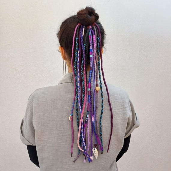 Dreadlock Ponytail Hair Ties - Elastic Hair Band - Purple  display picture 1