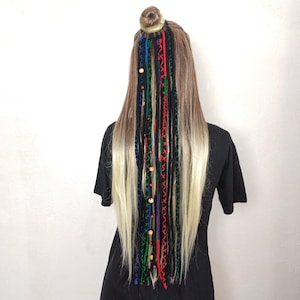 Wool dreadlocks, Ponytail braids, Viking dreads on hairband, Elastic hair extensions, Dreadlock hair accessories ,67 cm / 27  inch