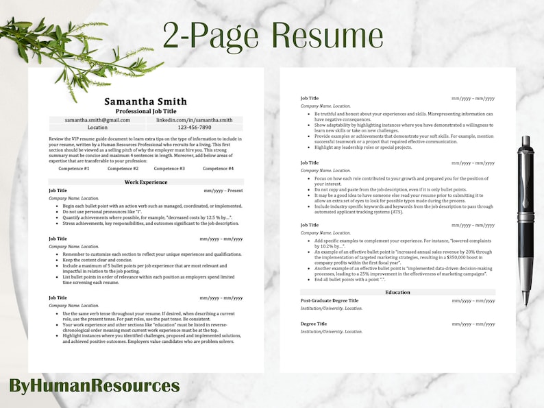 Ats friendly resume template clean minimalist simple cv word google