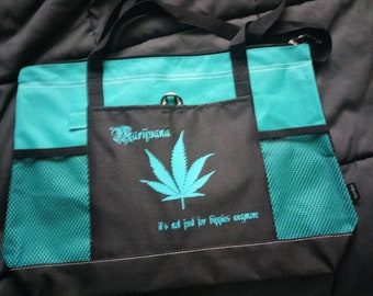 Teal Marijuana tote bag