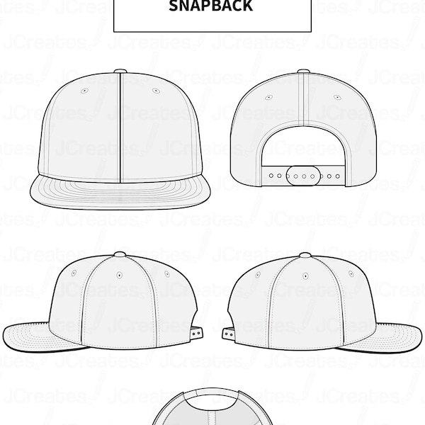 Adjustable Six Panel Cap Vector Mockup - Customizable Hat Template