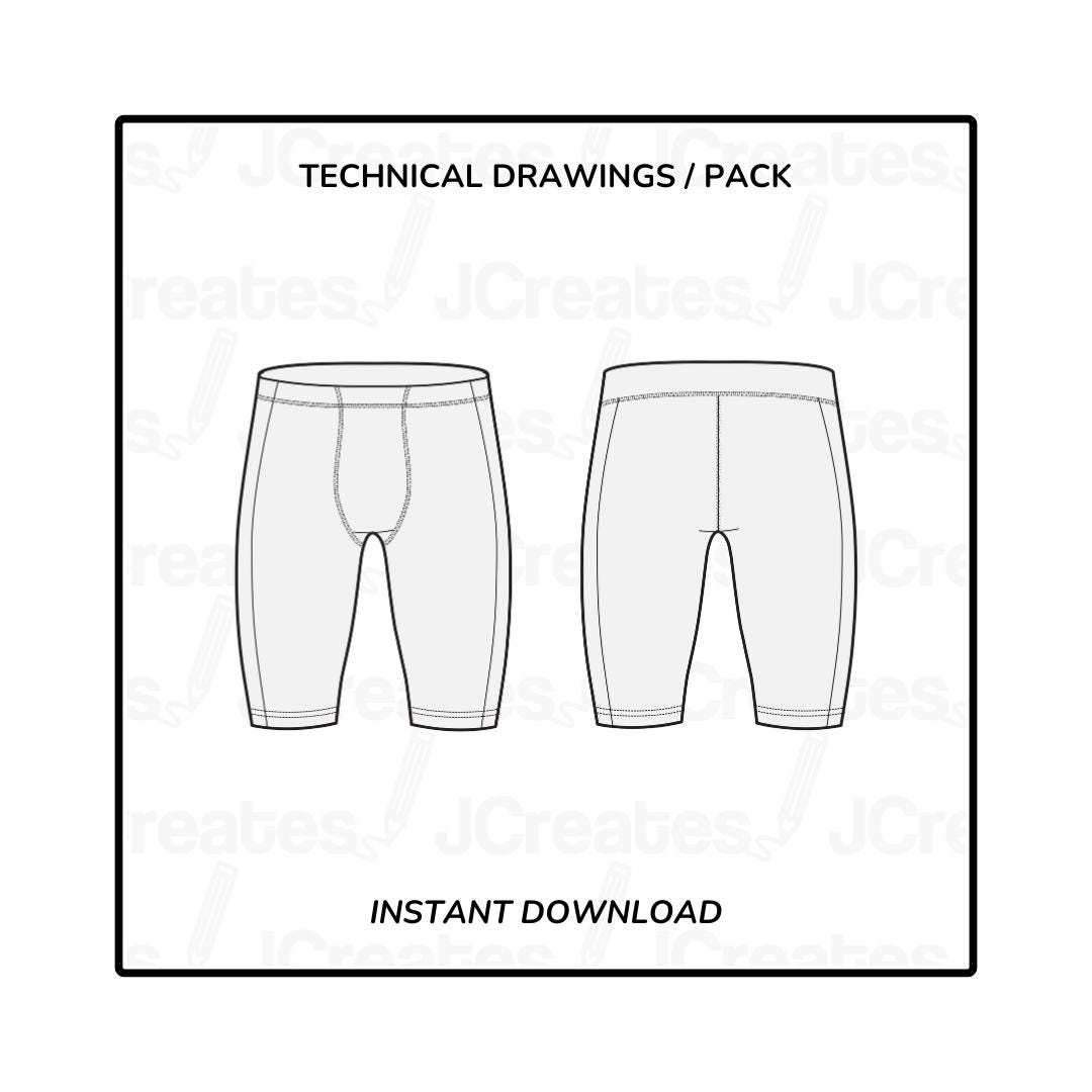 Compression Shorts Vector Mockup - Customizable Template | Instant