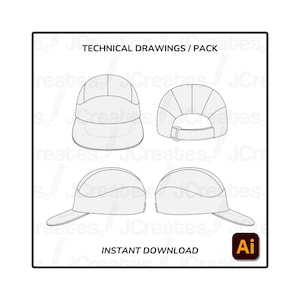 Five Panel Cap Vector Mockup - Customizable Hat Template | Instant Download | High-Quality Digital Files | Digital Download