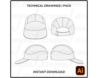 Five Panel Cap Vector Mockup Customizable Hat Template Instant