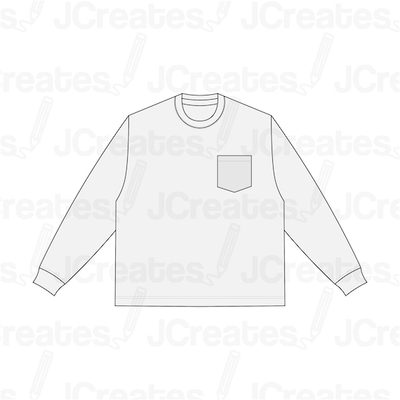 Long Sleeve T Shirt Outline Template Long Sleeve T-shirt Vector