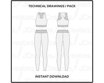 Women's Activewear Set Vector Mockup - Customizable Template | Instant Download | High-Quality Digital Files | Digital Download for Designer