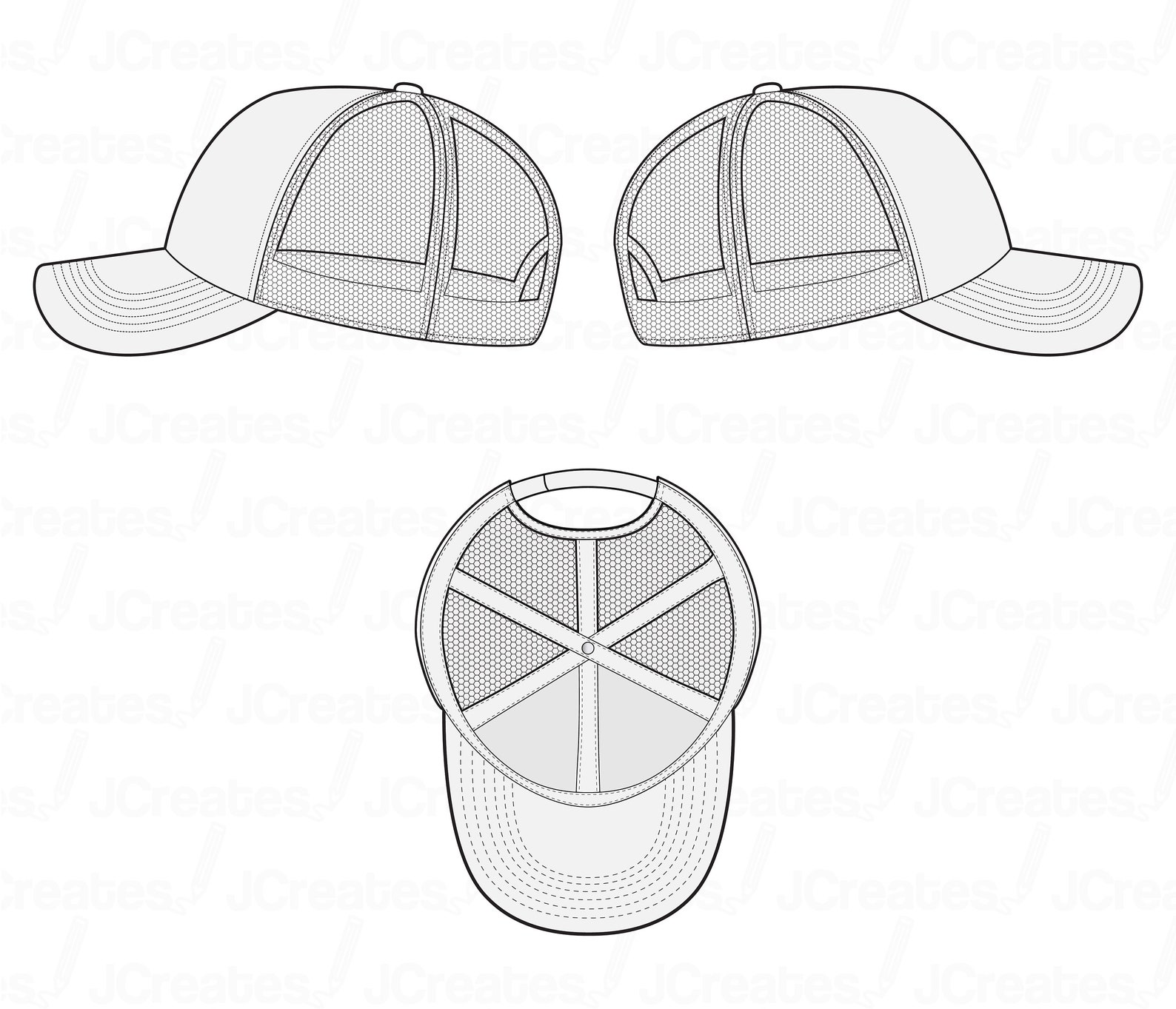Trucker Cap Vector Mockup - Customizable Hat Template - Etsy