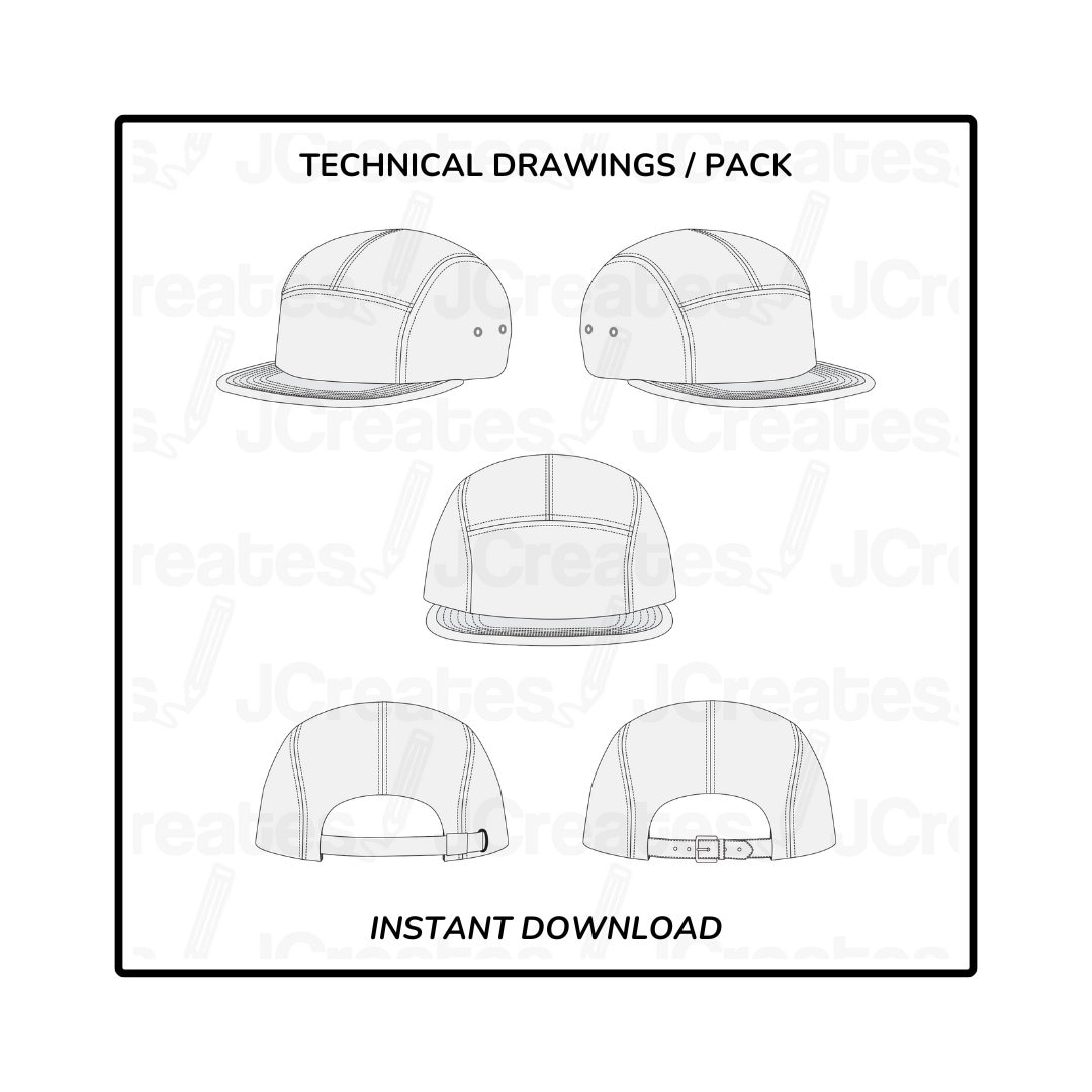 Adjustable Five Panel Canva Cap Vector Mockup - Customizable Hat ...