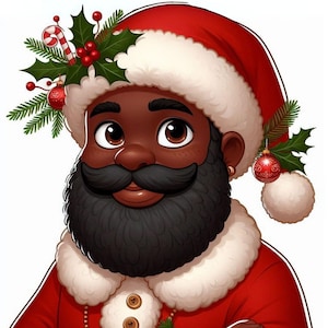 Black Santa PNG, Black Santa Design, Black Santa Clipart, Christmas PNG, African American Santa, Melanin Santa png, Digital Download