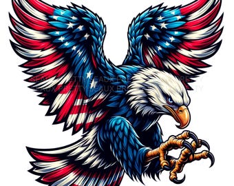 July 4th Eagle PNG, Watercolor Fourth Of July PNG, Fourth Of July Eagle png, Patriotic Eagle PNG, American Flag Eagle, Digital Download