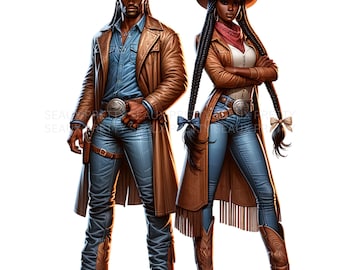 Zwarte cowboy en cowgirl png, zwart landelijk ontwerp, zwarte rodeo, Afro-Amerikaanse westerse png, melanine png, melaninerodeo, digitale download