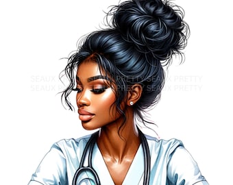 Black Nurse PNG, Black Nurse Design, African American Nurse PNG, Melanin Nurse png, Digital Download, Nurse png, Nurse Clipart, Black RN png