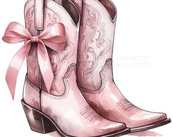 Pink Cowgirl Boots PNG, Cowboy Boots PNG, Watercolor Cowboy Boots PNG, Western Cowboy Boots png, Cowgirl Boots Clipart, Digital Download