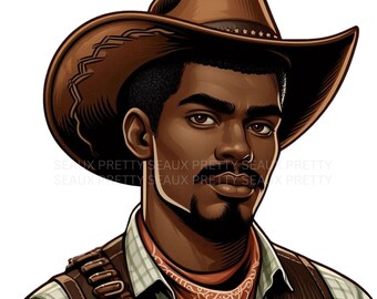 Black Cowboy PNG, Cowboy Design, Black Rodeo, African American Western PNG, Black Cowboy Clipart, Melanin Cowboy, Digital Download