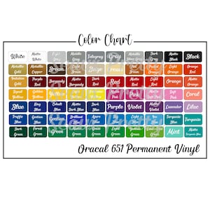 Oracal 651 Color Chart, Permanent Vinyl Color Chart, Oracal Color Chart, Digital Download