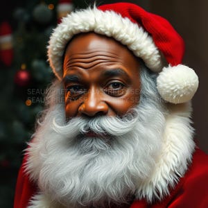 2 Black Santa PNGs, Black Santa Design, Black Santa Clipart, Christmas PNG, African American Santa, Melanin Santa png, Digital Download