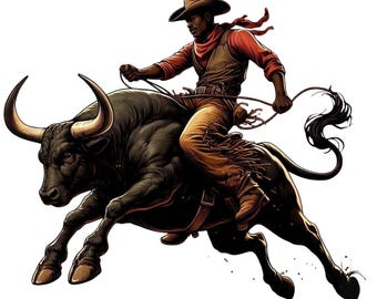 Black Cowboy PNG, Bucking Cowboy Design, Black Rodeo, African American Western PNG, Black Cowboy Clipart, Melanin Cowboy, Digital Download