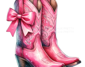 Pink Cowgirl Boots PNG, Cowboy Boots PNG, Watercolor Cowboy Boots PNG, Western Cowboy Boots png, Cowgirl Boots Clipart, Digital Download