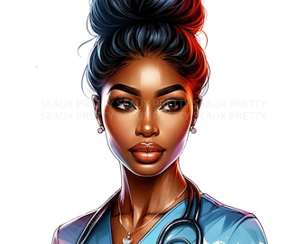 Black Nurse PNG, Black Nurse Design, African American Nurse PNG, Melanin Nurse png, Digital Download, Nurse png, Nurse Clipart, Black RN png