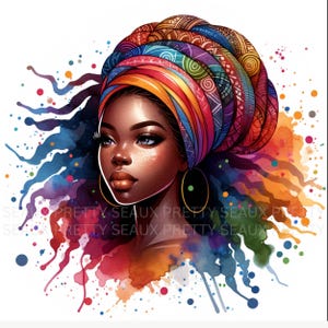African Queen PNG, Black Girl Design, Black Woman Colorful Clipart, African American Clipart PNG, African Girl PNG, Digital Download