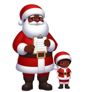 Black Santa PNG, Black Santa Design, Black Santa Clipart, Christmas PNG, African American Santa, Melanin Santa png, Digital Download