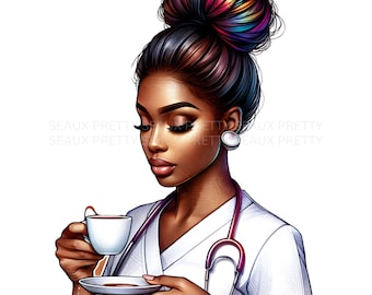 Black Nurse PNG, Black Nurse Design, African American Nurse PNG, Melanin Nurse png, Digital Download, Nurse png, Nurse Clipart, Black RN png
