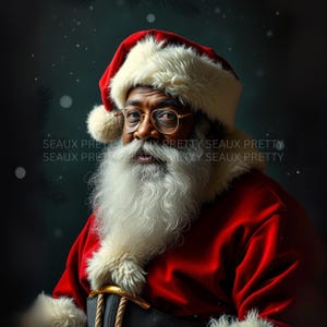 2 Black Santa PNGs, Black Santa Design, Black Santa Clipart, Christmas PNG, African American Santa, Melanin Santa png, Digital Download