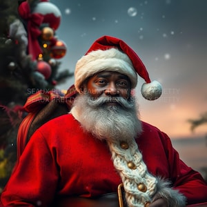 2 Black Santa PNGs, Black Santa Design, Black Santa Clipart, Christmas PNG, African American Santa, Melanin Santa png, Digital Download