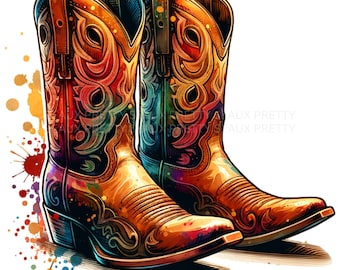 Colorful Cowgirl Boots PNG, Cowgirl Boots PNG, Watercolor Cowboy Boots PNG, Cowboy Boots png, Cowgirl Boots Clipart, Digital Download