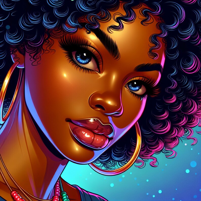 Svart kvinna PNG, svart kvinna Clipart, afroamerikansk väggkonst PNG, svart flicka PNG, melanin kvinna PNG, svart flicka grafik, digital nedladdning bild 1