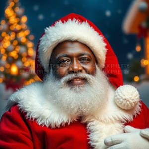 2 Black Santa PNGs, Black Santa Design, Black Santa Clipart, Christmas PNG, African American Santa, Melanin Santa png, Digital Download