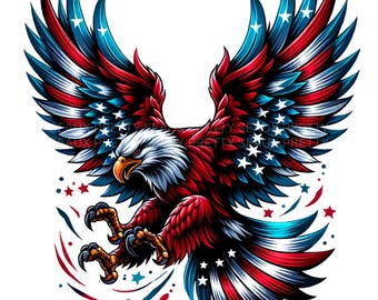 July 4th Eagle PNG, Watercolor Fourth Of July PNG, Fourth Of July Eagle png, Patriotic Eagle PNG, American Flag Eagle, Digital Download