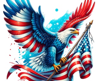 July 4th Eagle PNG, Watercolor Fourth Of July PNG, Fourth Of July Eagle png, Patriotic Eagle PNG, American Flag Eagle, Digital Download