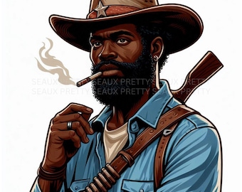 Black Cowboy PNG, Cowboy Design, Black Rodeo, African American Western PNG, Black Cowboy Clipart, Melanin Cowboy, Digital Download