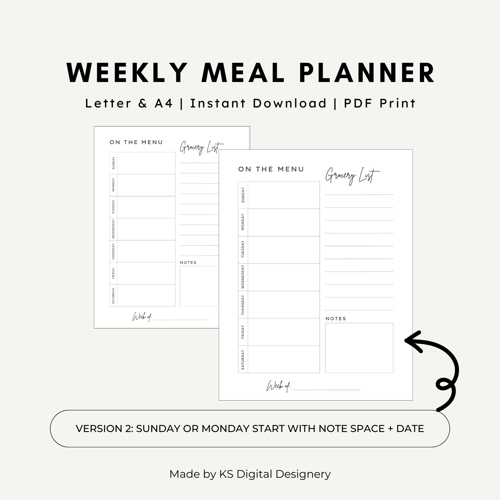 Printable Weekly Meal Planner - Etsy