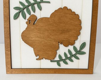 Handmade Turkey Wall Art – 7x7" Fall and Thanksgiving Decor